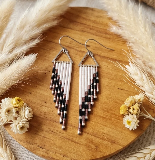 Boucles d’Oreilles Tissées « Voyage Ethnique » — Franges Miyuki